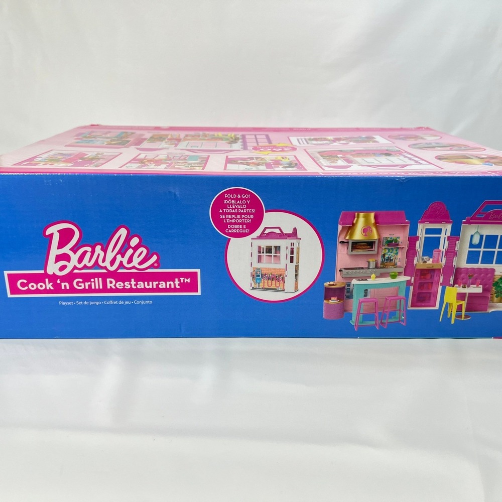 Barbie Cook 'n Grill Restaurant Playset Dollhouse Set 25+ Pieces New Sealed - Picture 5 of 9